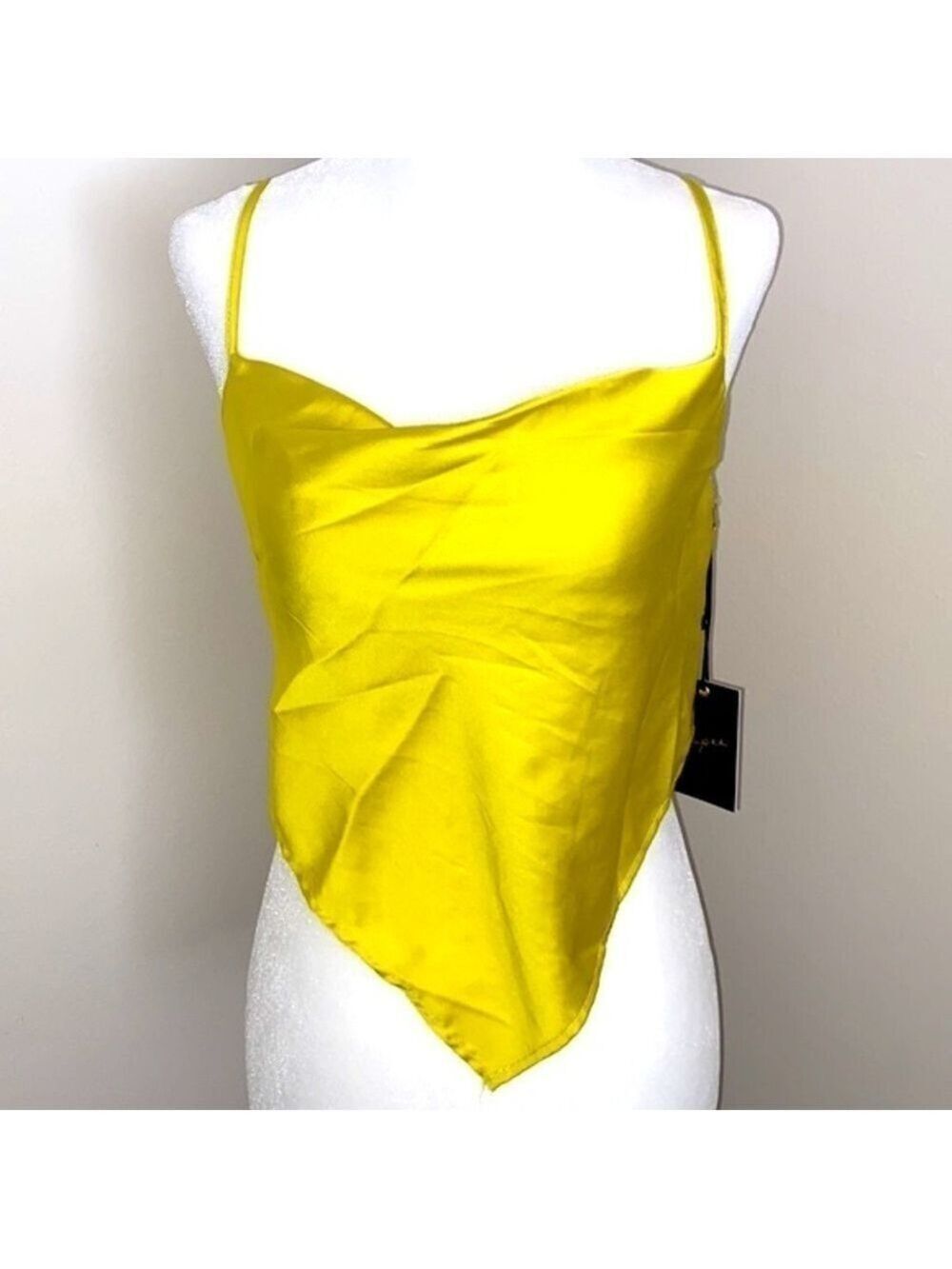 NWT Japna chartreuse gold scarf crop top